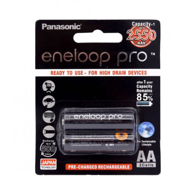 باتری قلمی قابل شارژ پاناسونیک مدل Eneloop Pro ظرفیت 2550 میلی آمپر ساعت بسته 2 عددی