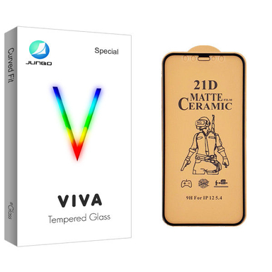 محافظ صفحه نمایش سرامیکی جانبو مدل Viva Glass مناسب برای گوشی موبایل اپل Iphone 12 mini رنگ مشکی مات