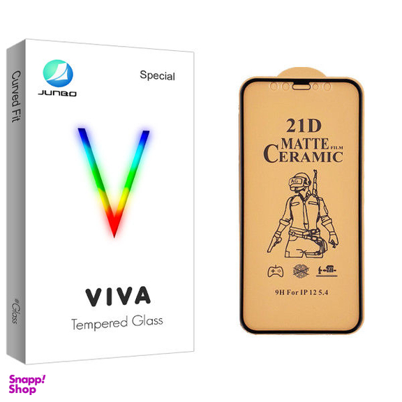 محافظ صفحه نمایش سرامیکی جانبو مدل Viva Glass مناسب برای گوشی موبایل اپل Iphone 12 mini رنگ مشکی مات
