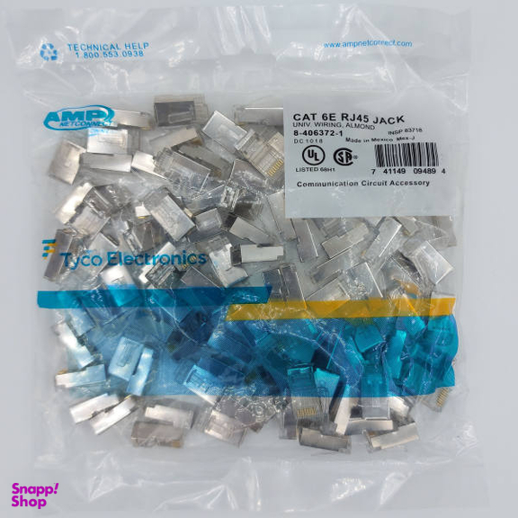 سوکت شبکه cat6 امپ مدل STP بسته 100 عددی