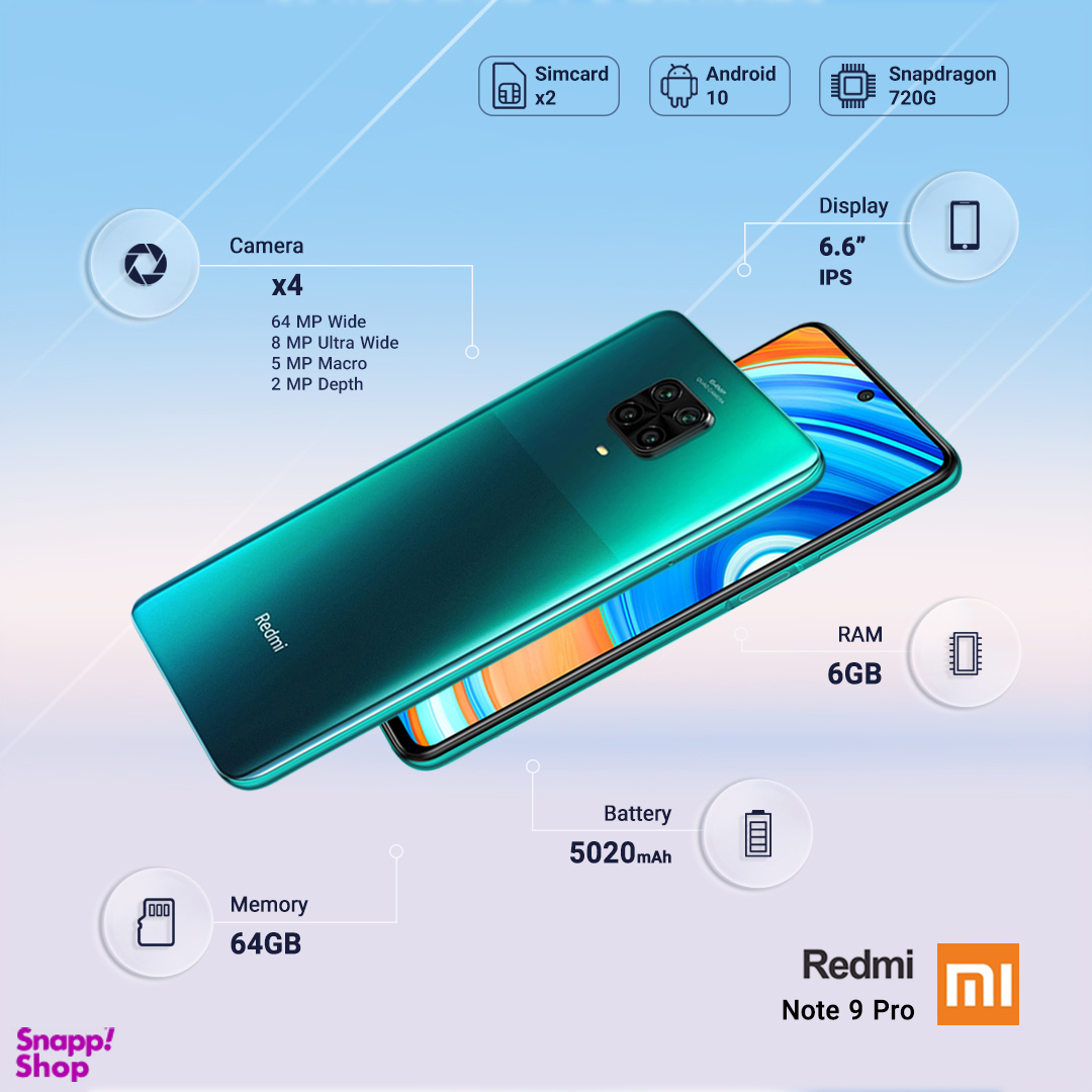 خرید و قیمت گوشی موبایل شیائومی مدل Redmi Note 9 Pro M2003J6B2G ظرفیت ...