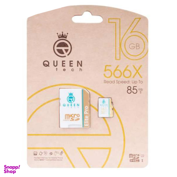 کارت حافظه کویین تک (Queen Tech) مدل Elite Pro ظرفیت 16 گیگابایت رنگ سفید با چاپ رنگی