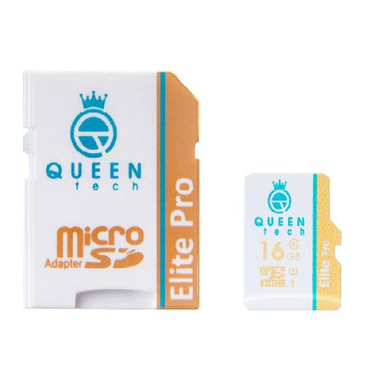 کارت حافظه کویین تک (Queen Tech) مدل Elite Pro ظرفیت 16 گیگابایت رنگ سفید با چاپ رنگی