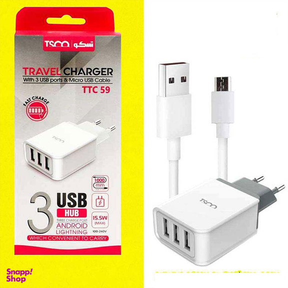 شارژر دیواری فست شارژ تسکو (Tsco) مدل TTC 59 به همراه کابل شارژ microUSB