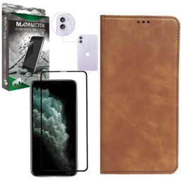 کیف کلاسوری ماموت (Mammoth) مدل KLSR مناسب موبایل اپل iPhone 11 به همراه محافظ صفحه نمایش و محافظ لنز دوربین