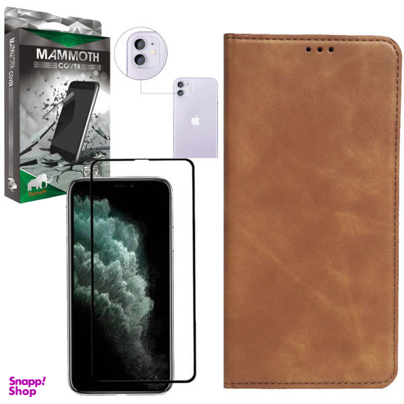 کیف کلاسوری ماموت (Mammoth) مدل KLSR مناسب موبایل اپل iPhone 11 به همراه محافظ صفحه نمایش و محافظ لنز دوربین