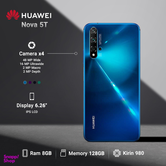 گوشی موبایل هوآوی (Huawei) مدل Nova 5T ظرفیت 128GB رم 8GB
