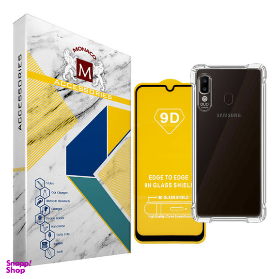 کاور موناکو (Monaco) مدل Shine مناسب موبایل سامسونگ Galaxy A20/A30 به همراه محافظ صفحه نمایش 9D