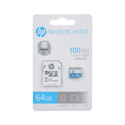 کارت حافظه microSDHC اچ پی مدل mi310 کلاس 10 استاندارد UHS-I U1 به همراه آداپتور SD ظرفیت 64 گیگابایت
