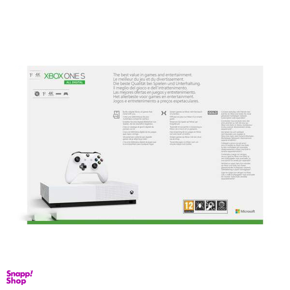 کنسول بازی مایکروسافت (Microsoft) مدل Xbox One S All Digital ظرفیت 1TB به همراه 2 دسته (20 بازی آفلاین)
