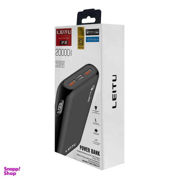 شارژر همراه لیتو (Leitu) مدل LP-30 ظرفیت 20000 میلی‌ آمپر ساعت