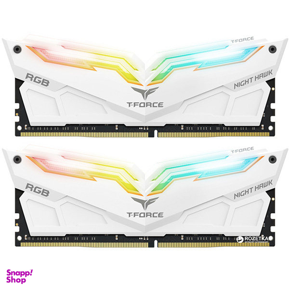 رم تیم گروپ (Team Group) مدل T-Force Night Hawk Rgb 32gb Dual 3200mhz Cl16 رنگ سفید