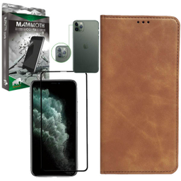 کیف کلاسوری ماموت (Mammoth) مدل KLSR مناسب موبایل اپل iPhone 11 Pro به همراه محافظ صفحه نمایش و محافظ لنز دوربین