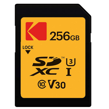 کارت حافظه SDXC کداک (Kodak) مدل A1 - V30 کلاس 10 استاندارد UHS-I U3 سرعت 100mbps ظرفیت 256 گیگابایت