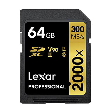 کارت حافظه SDXC لکسار (Lexar) مدل GOLD کلاس 10 استاندارد UHS-II U3 سرعت 300MBps 2000X ظرفیت 64 گیگابایت