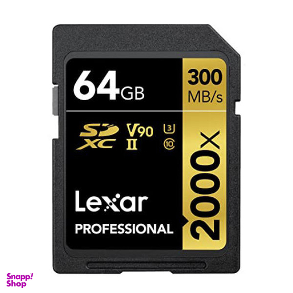 کارت حافظه SDXC لکسار (Lexar) مدل GOLD کلاس 10 استاندارد UHS-II U3 سرعت 300MBps 2000X ظرفیت 64 گیگابایت
