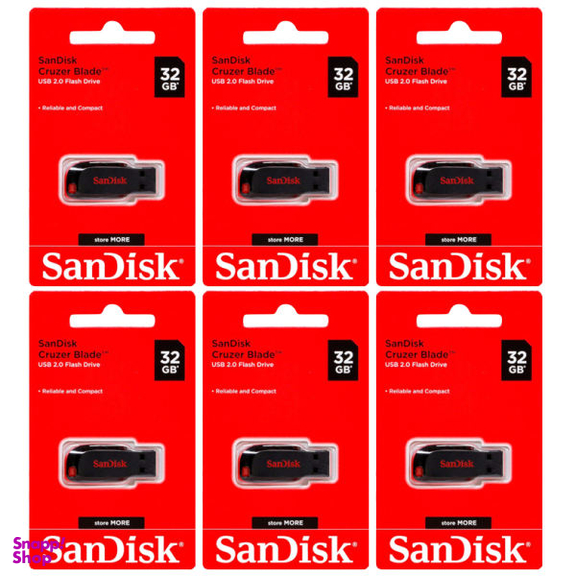 فلش مموری سن دیسک (SanDisk) مدل Cruzer Blade CZ50 ظرفیت 32 گیگابایت بسته 6 عددی
