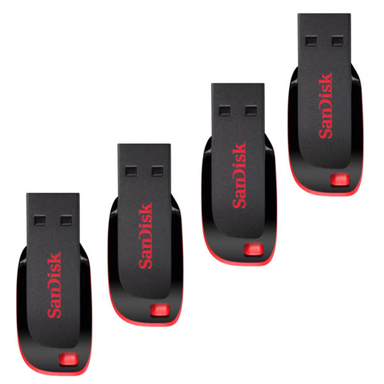 فلش مموری سن دیسک (SanDisk) مدل Cruzer Blade CZ50 ظرفیت 32 گیگابایت بسته 4 عددی