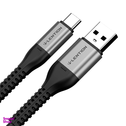 کابل شارژ USB به تایپ سی لنشن (Lention) توان 27 وات طول 2 متر