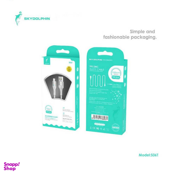 کابل تبدیل USB به Type-C اسکای دلفین مدل SFPS06T طول 1 متر