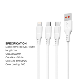 کابل تبدیل USB به Type-C اسکای دلفین مدل SFPS61T طول 1 متر