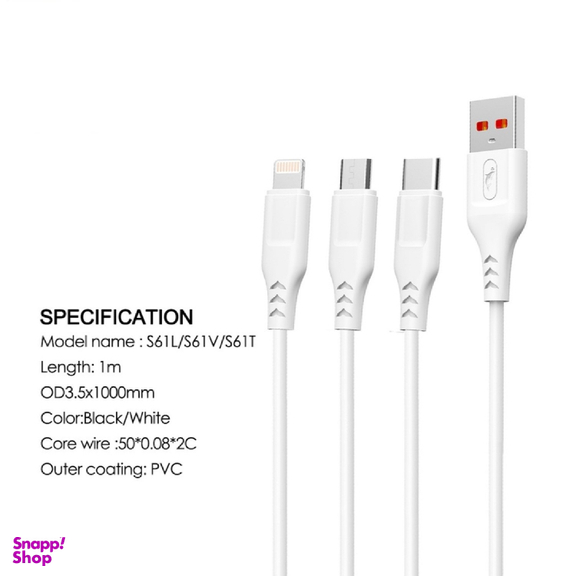 کابل تبدیل USB به Type-C اسکای دلفین مدل SFPS61T طول 1 متر