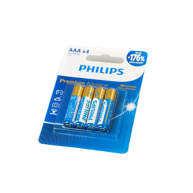 باتری نیم قلمی فیلیپس مدل پرمیوم آلکالاین LR03M4B/40 بسته چهار عددی