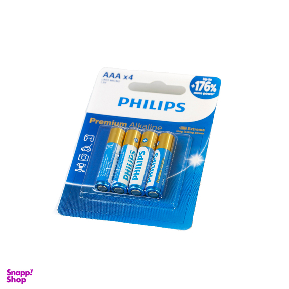 باتری نیم قلمی فیلیپس مدل پرمیوم آلکالاین LR03M4B/40 بسته چهار عددی