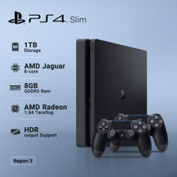 کنسول بازی سونی (Sony) مدل Playstation 4 Slim ریجن 3 کد CUH-2218B ظرفیت 1 ترابایت با 2 دسته بازی