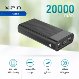 شارژر همراه ژیپین (Xipin) مدل Px302 ظرفیت 20000mAh
