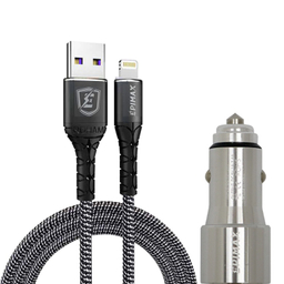 شارژر فندکی اپیمکس مدل EU-25 به همراه کابل تبدیلUSB به لایتنینگ مدل EC-09