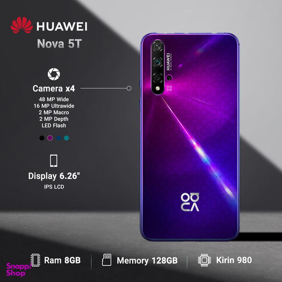 گوشی موبایل هوآوی (Huawei) مدل Nova 5T ظرفیت 128GB رم 8GB