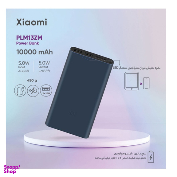 شارژر همراه شیائومی مدل PLM13ZM ظرفیت 10000 میلی آمپر ساعت