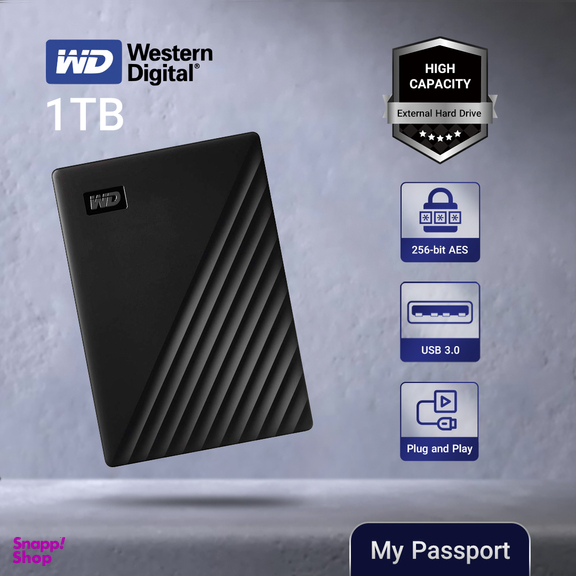 هارد اکسترنال وسترن دیجیتال مدل My Passport Wdbyvg0010Bbk-Wesn ظرفیت 1 ترابایت