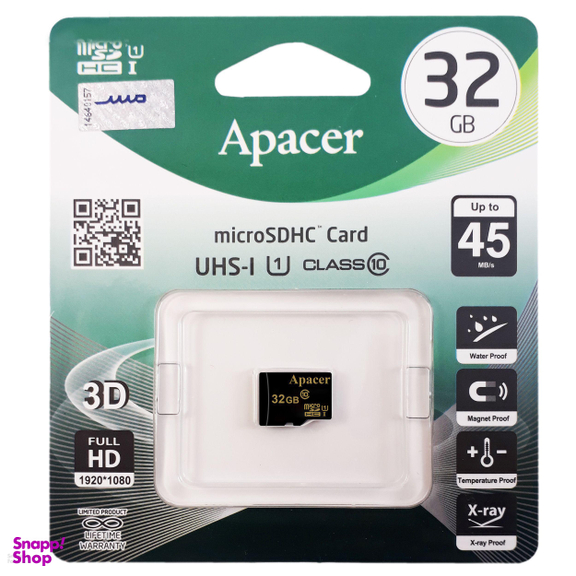 کارت حافظه microSDHC اپیسر مدل AP32GA کلاس 10 استاندارد UHS-I U1 سرعت 45MBps ظرفیت 32 گیگابایت