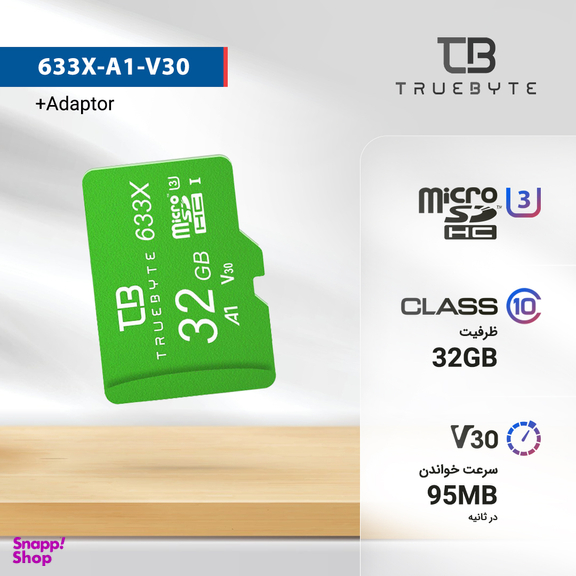 کارت حافظه microSD HC تروبایت مدل 633X-A1-V30 کلاس 10 استاندارد UHS-I U3 ظرفیت 32 گیگابایت همراه با کارت خوان