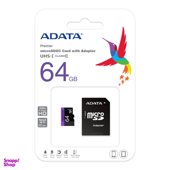 کارت حافظه Microsdhc ای دیتا (Adata) مدل Premier کلاس 10 استاندارد Uhs-I سرعت 80Mbps ظرفیت 64 گیگا بایت