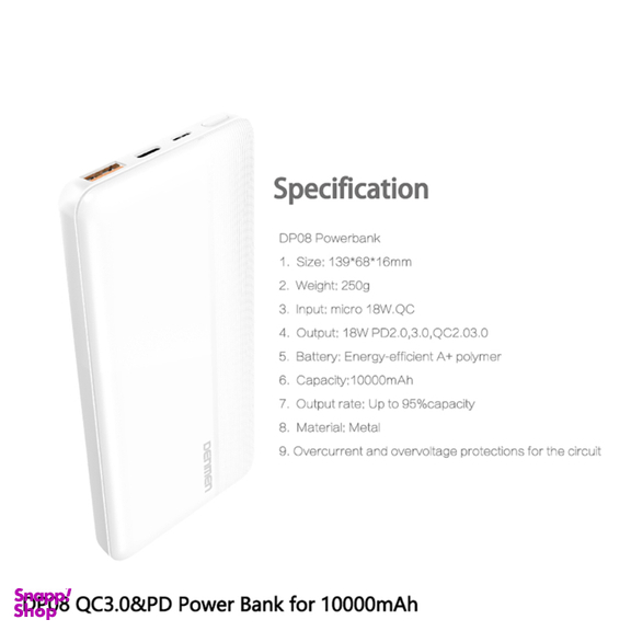 شارژر همراه دنمن مدل DP08 ظرفیت 10000 میلی آمپر ساعت