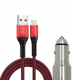 شارژر فندکی اپیمکس مدل EU-25 به همراه کابل تبدیلUSB به لایتنینگ مدل EC-09