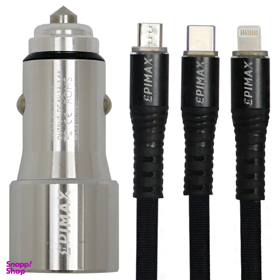 شارژر فندکی اپی مکس مدل EU-25 به همراه کابل تبدیل USB به Microusb/لایتنینگ/Type-C مدل EC-24