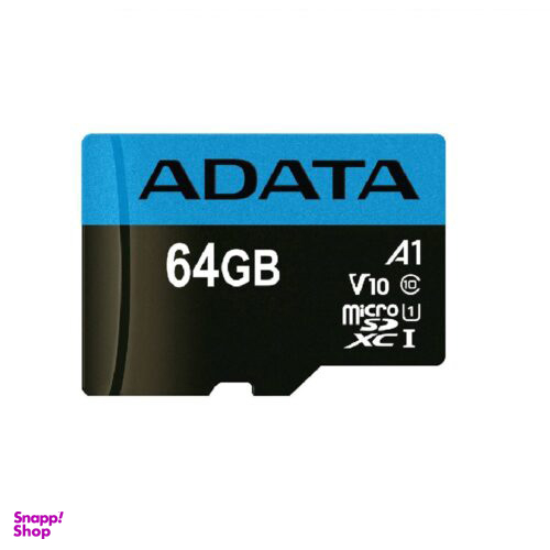 کارت حافظه Microsdxc ای دیتا (Adata) مدل Premier V10 A1 کلاس 10 استاندارد Uhs-I سرعت 100Mbps ظرفیت 64 گیگابایت