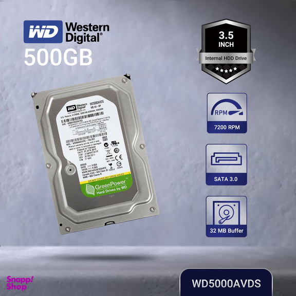 هارد دیسک اینترنال وسترن دیجیتال مدل WD-AV-GP WD5000AVDS ظرفیت 500 گیگابایت