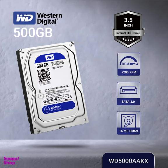 هارد دیسک اینترنال وسترن دیجیتال مدل WD BLUE WD5000AAKX ظرفیت 500 گیگابایت