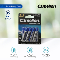 باتری قلمی و نیم قلمی کملیون (Camelion) مدل Super Heavy Duty بسته 8 عددی