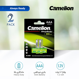 باتری نیم قلمی قابل شارژ کملیون (Camelion) مدل Always Ready ظرفیت 900 میلی آمپر 2 عددی رنگ سفید