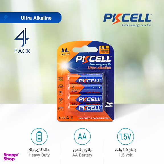 باتری نیم قلمی پیکسل (Pikcell) مدل اولترا آلکالاین بسته 4 عددی