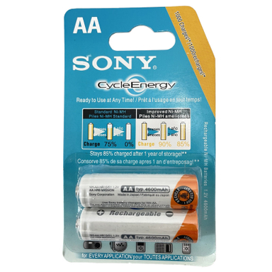 باتری قلمی قابل شارژ سونی (Sony) مدل NH-AA HR15/51 ظرفیت 4600 میلی آمپر ساعت بسته 2 عددی