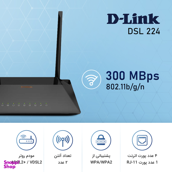 مودم روتر ADSL2 Plus و VDSL2 دی لینک مدل DSL 224