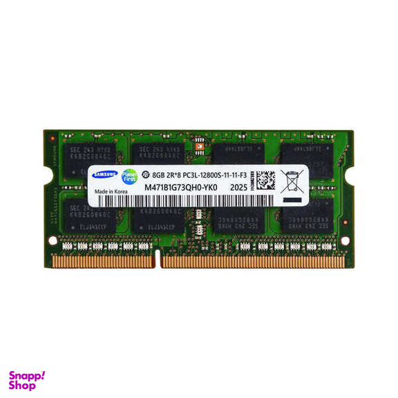 رم لپ تاپ DDR3 تک کاناله 1600 مگاهرتز CL11 سامسونگ مدل PC3L ظرفیت 8 گیگابایت