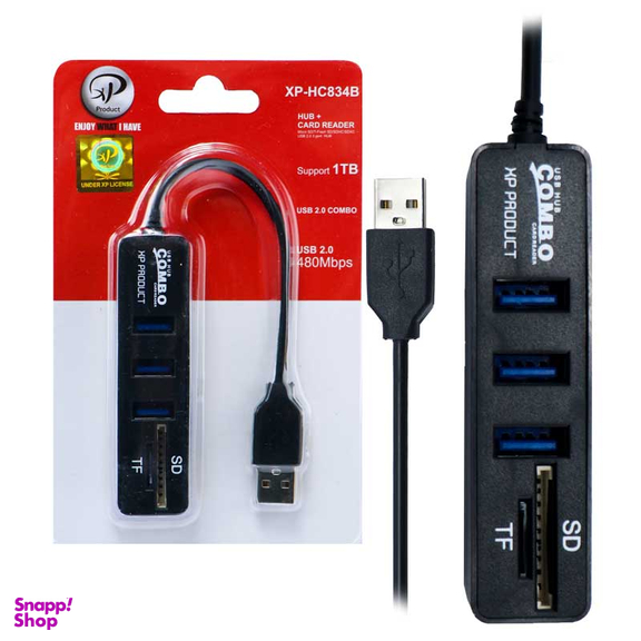 هاب USB 2.0 سه پورت وکارت خوان ایکس پی مدل hc834